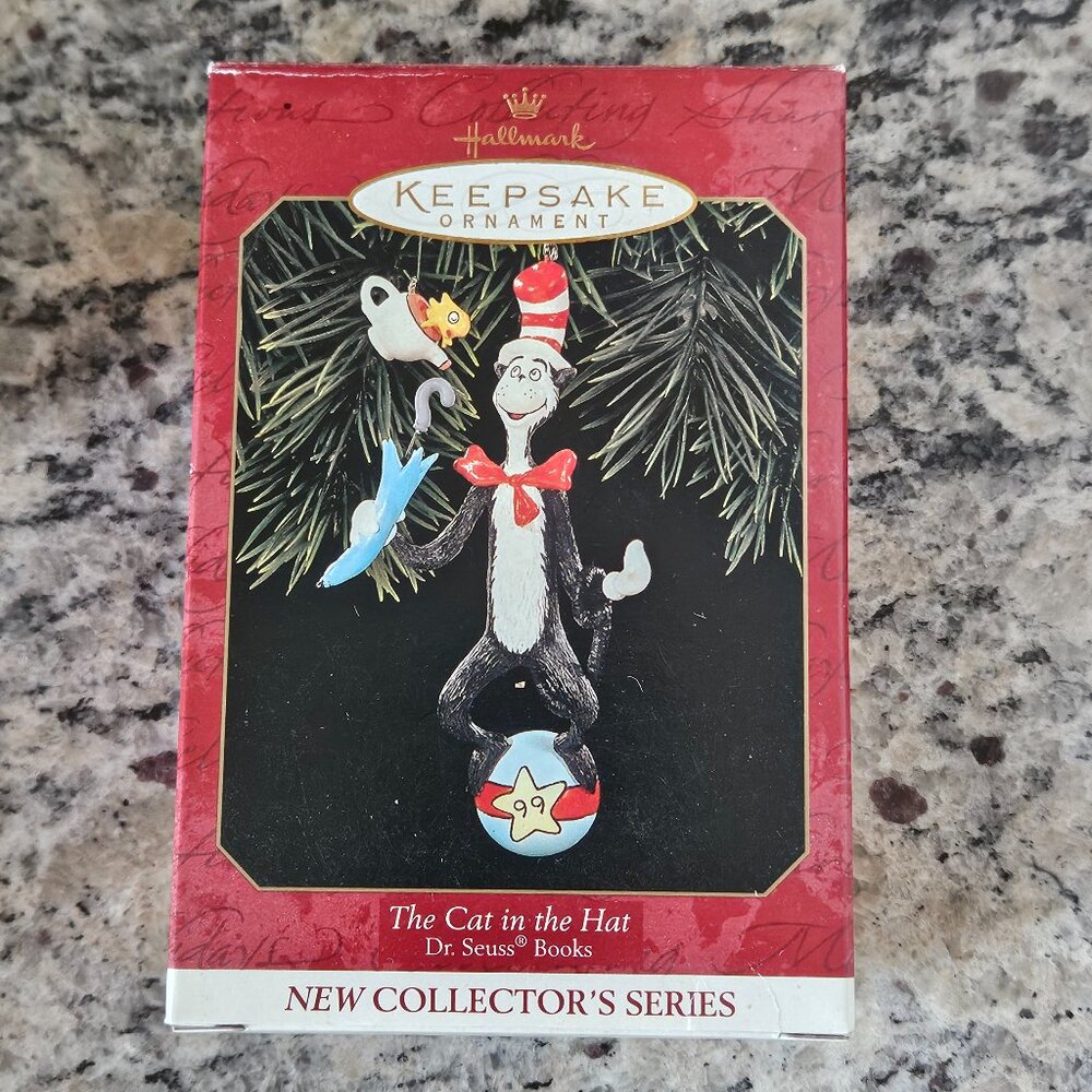 NIB 1999 HALLMARK DR SEUSS CAT IN THE HAT KEEPSAKE CHRISMTAS HOLIDAY ORNAMENT